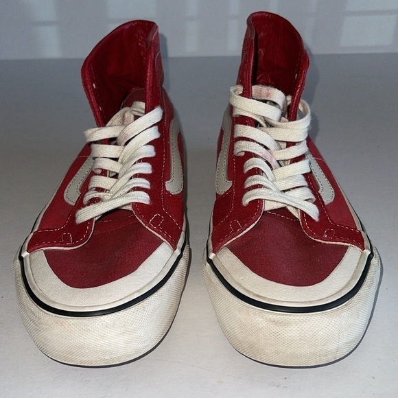 Vans SK8 Hi Decon Red And White Skater Sneakers - Picture 3 of 10